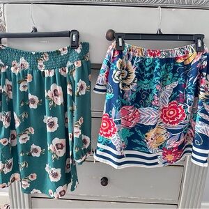Flying Tomato Floral off the shoulder tops  in Green and Blue